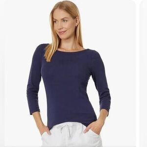 Lilly Pulitzer Halee Boat-Neck Top Size Large “True Navy” New In Bag!